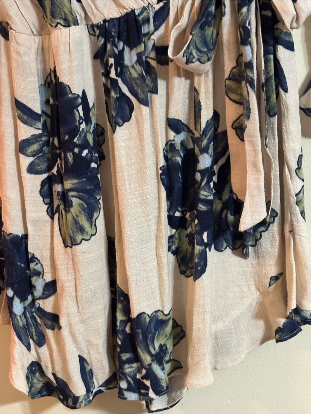 Free People Blush Floral Wrap Romper with Navy & Olive Accents - Picture 11 of 16